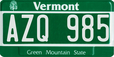 VT license plate AZQ985