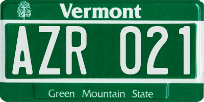 VT license plate AZR021