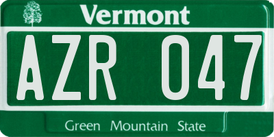 VT license plate AZR047