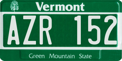 VT license plate AZR152