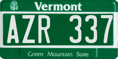 VT license plate AZR337
