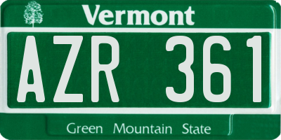 VT license plate AZR361
