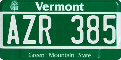 VT license plate AZR385
