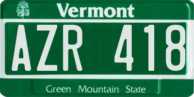 VT license plate AZR418