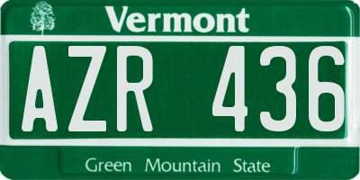 VT license plate AZR436