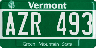 VT license plate AZR493