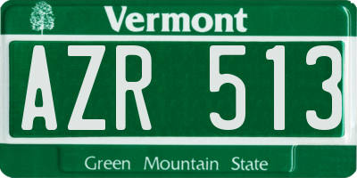 VT license plate AZR513