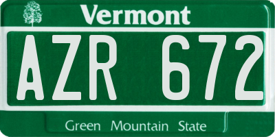 VT license plate AZR672