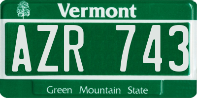 VT license plate AZR743