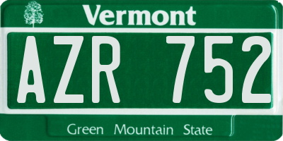 VT license plate AZR752