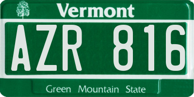 VT license plate AZR816