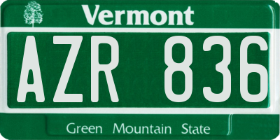 VT license plate AZR836