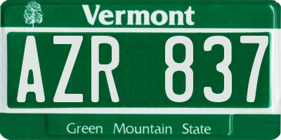VT license plate AZR837