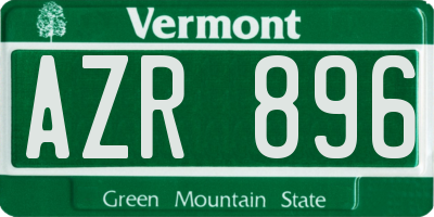 VT license plate AZR896