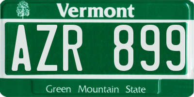 VT license plate AZR899