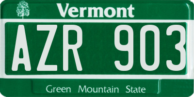 VT license plate AZR903