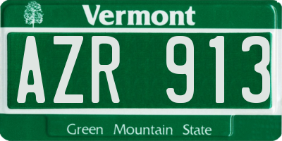 VT license plate AZR913