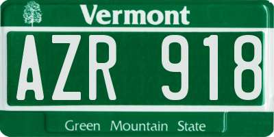 VT license plate AZR918