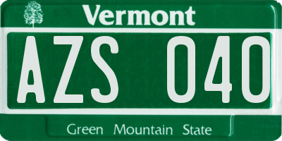 VT license plate AZS040