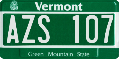 VT license plate AZS107