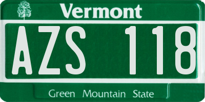 VT license plate AZS118