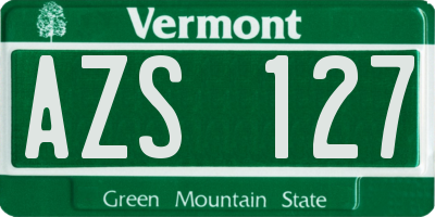VT license plate AZS127