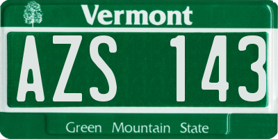 VT license plate AZS143