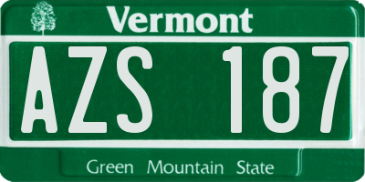VT license plate AZS187