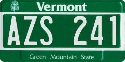 VT license plate AZS241