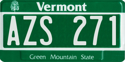 VT license plate AZS271