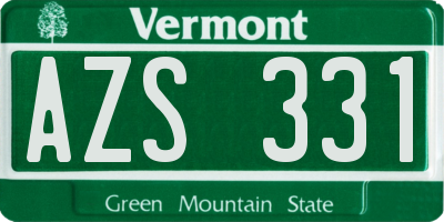 VT license plate AZS331
