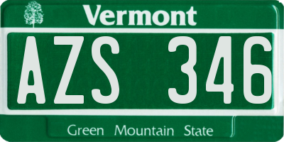 VT license plate AZS346
