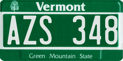 VT license plate AZS348