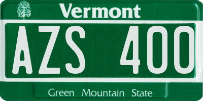 VT license plate AZS400