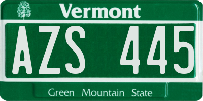 VT license plate AZS445