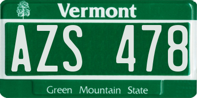 VT license plate AZS478