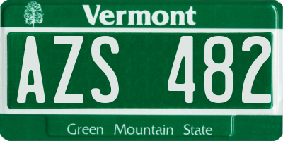 VT license plate AZS482