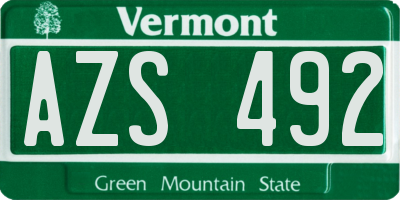 VT license plate AZS492