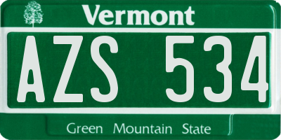 VT license plate AZS534