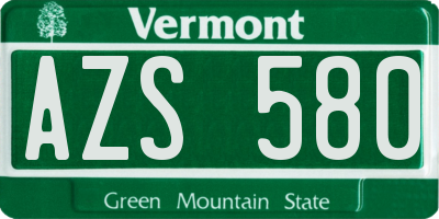 VT license plate AZS580