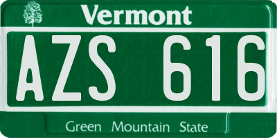 VT license plate AZS616