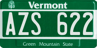 VT license plate AZS622