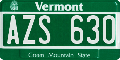 VT license plate AZS630