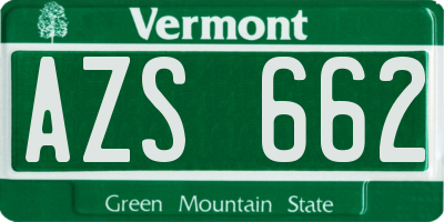 VT license plate AZS662