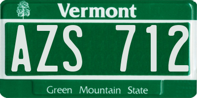 VT license plate AZS712