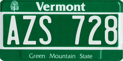 VT license plate AZS728