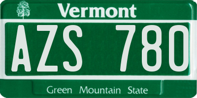 VT license plate AZS780