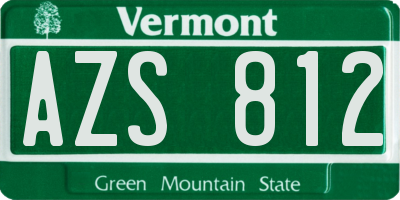 VT license plate AZS812
