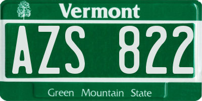 VT license plate AZS822