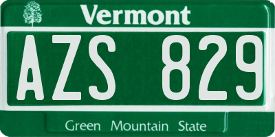 VT license plate AZS829